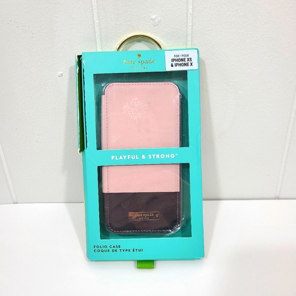 kate spade Other - Kate Spade Folio Case Saffiano Leather iPhone XS X Two Tone Colorblock Wallet